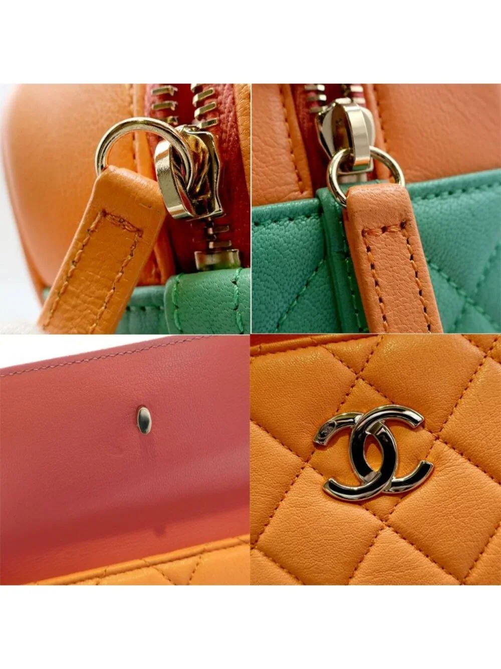 Chanel Shoulder Bag Multicolor Gold Leather CC Logo
